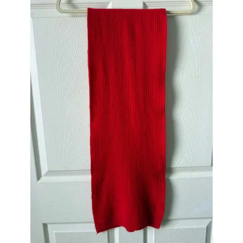 Vintage 80s Angora Lambswool Knit Scarf Red Cozy Soft Luxury